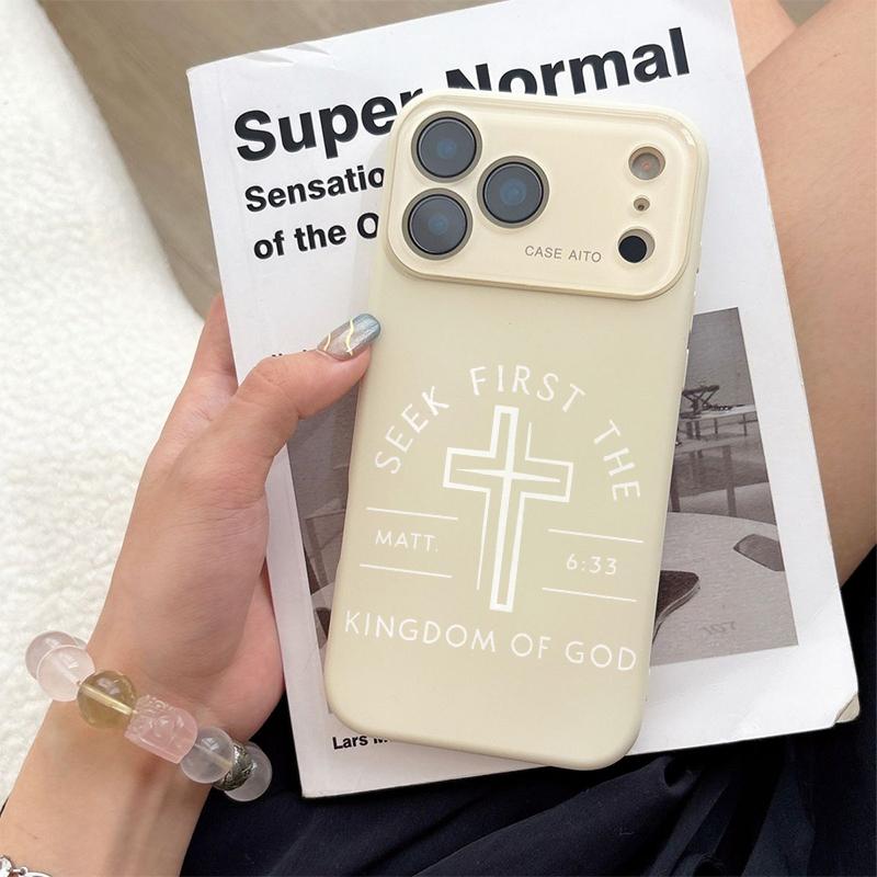 Seek First The Kingdom Of God Graphic Phone Case And Scripture Mark Matt.6:33 Adopts Soft Skin-Friendly Liquid Silicone Material, Featuring A Smooth Matte Surface That Effectively Resists Fingerprints For iPhone 12,13,14,15,16,17