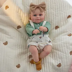Newborn baby doll, 20 inch reborn baby doll, soft touch baby PVC doll, with bottle nipple, diaper, birth card, lifelike and realistic looking vein doll, holiday gift/Christmas gift