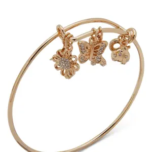Gold-Tone Pavé Springtime Charm Bangle Bracelet Female Female