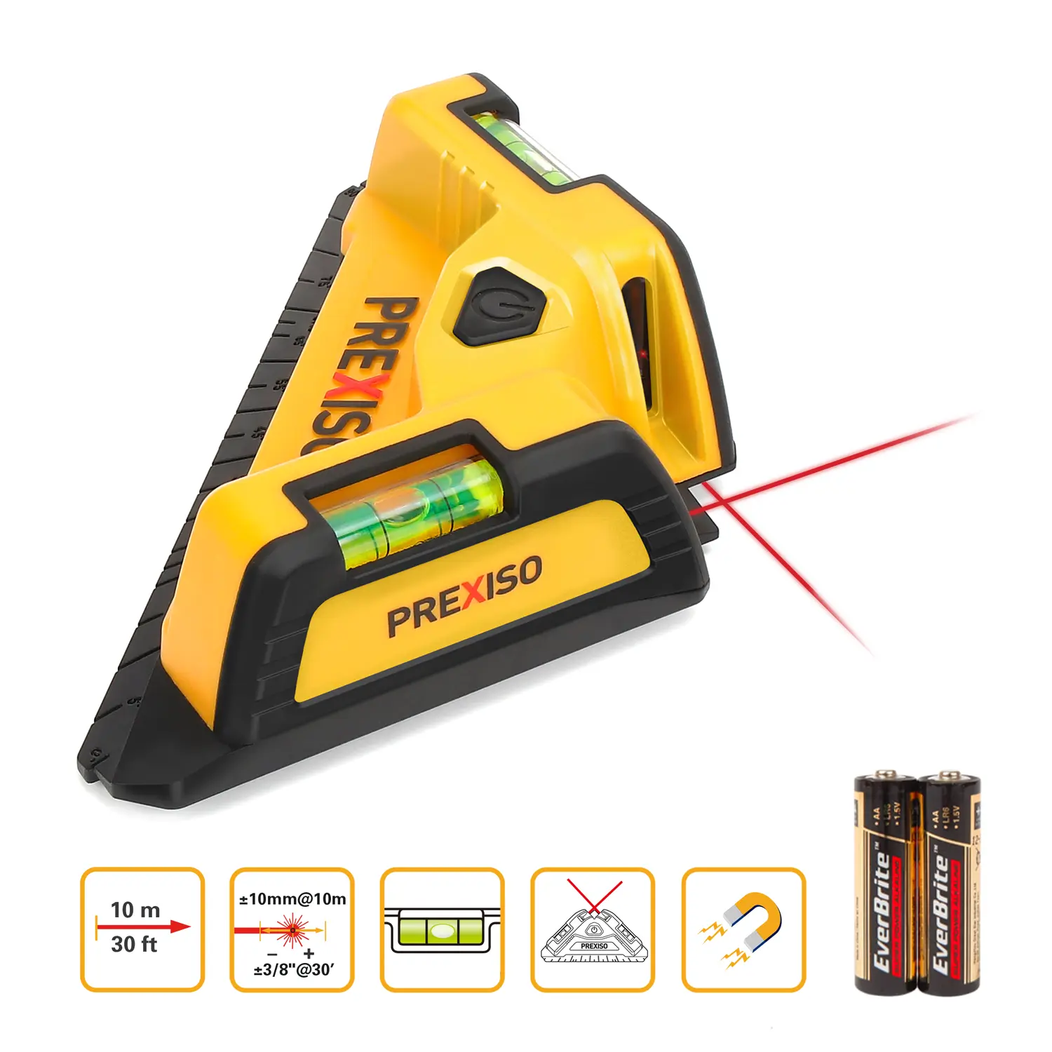 #fathersdaygift PREXISO Square Laser - 30Ft Flooring Laser Level, Tile Laser Line Projection, Angle 90° Magnetic Leveling Tool, Square Built-In 2 Bubble Vials With Wall Panel Stand for Installation, Construction