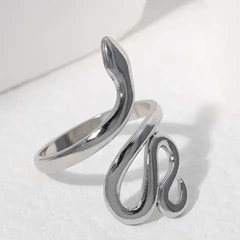Creative Snake Design Cuff Ring, Statement Multi Ring, Stainless Steel Ring, Fashionable Jewelry Accessories for Women & Girls, Beautiful Rings