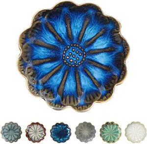 Ceramic Spoon Rest for Stove Top, Flower Cute Spoon Rest for Kitchen Counter, Cooking Spoon Holder for Kitchen Counter, Utensil Rest Spatula Rest Ladle Holder Tong Rest, 1 count (Retro )