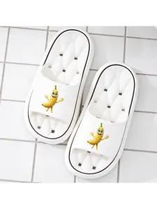 Cartoon Spotted Banana Print Slippers Unisex Soft Sole House Slippers Non-slip Open Toe Slides Suitable For Spring Summer And Autumn Universal For Bedroom Living Room Bathroom Funny Fruit Style Casual