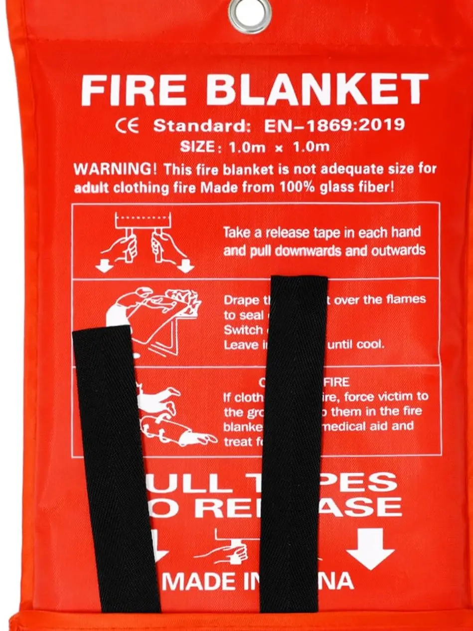 HOTWAVE Emergency Fire Blanket for Home and Kitchen - 1 Pack 40"x40" Flame Suppression Fiberglass Fire Blankets for House Camping Car Office Warehouse