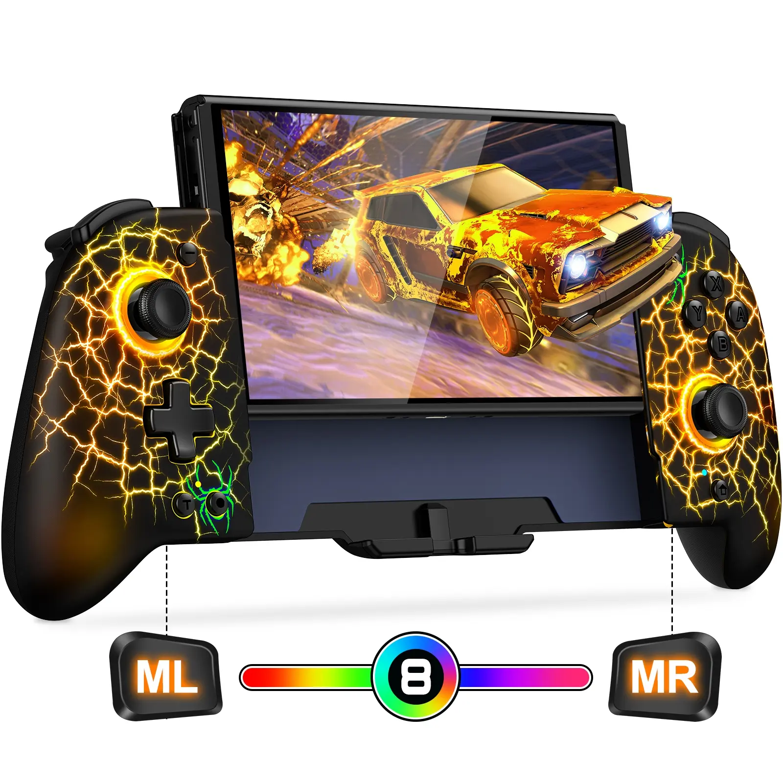 Switch Controllers Hall Effect, JC200 Switch Pro Controller for Switch/Switch OLED, Switch Joypad with 9 Lights Color