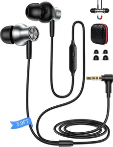 3.5mm Wired Earphone 5.9FT Jack Wired Earbuds in-Ear Noise Canceling School Supplies Computer PC Headphone Right Angle Corded Gaming Headset for  Edge G Stylus Pure Power  A15 A14 Airplane