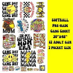 Softball Mom Mama 30x48  Dtf Print Direct to Film Gang Sheet Game Day