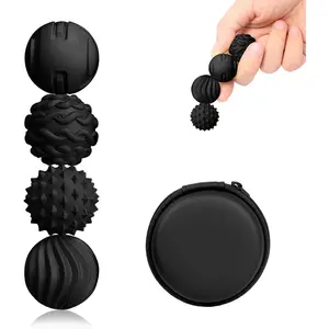 Silicone Magnetic Sensory Balls Fidget Toys - 4 Pack Silent Office Desk Stress Balls, Stress Relief Toys for Adults and Teens(14+), Suitable for Autism, ADHD, and Anxiety (Black )ZZXC