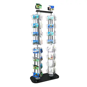 FixtureDisplays® DVD, CD, BlueRay, Literature,Greeting Card Postcard Rack Display High Capacity 64 Adjustable Pockets 5.1" to 10.6" Wide, up to 8" Tall Cards 11875NF