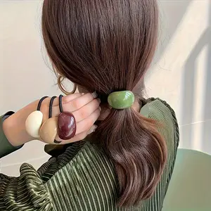 4 Pack High Elasticity Hair Ties, Candy Color Acrylic Hair Accessories, Cute Hair Bands with Rubber Bands, Simple Style, Lightweight