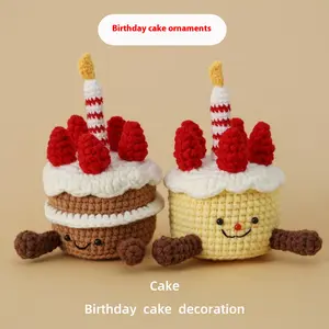 Handmade New Strawberry Cream Cake Decorations Woven Birthday Cake Ornaments Best Friend Child Gift