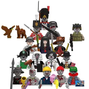 New Halloween Zombie Horror Minifigure Gun Army Soldier Dog Owl Weapon Moc Model Building Blocks Kids Toys Gifts For Boys Girls