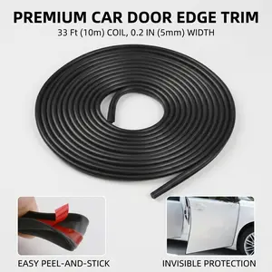 33FT Car Door Edge Guards, Universal Self-Adhesive Rubber U-Shape Protector, Anti-Collision & Noise Reduction