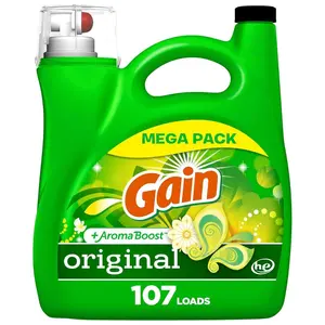 Gain + Aroma Boost Laundry Detergent Liquid, Original Scent, 107 Loads, 154 fl oz, HE Compatible Laundry Soap with Febreze and Oxi, Gain Laundry Detergent, Liquid Laundry Detergent