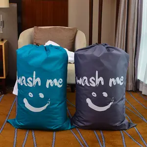 Letter Print Laundry Wash Bags - Foldable Dirty Clothes Organizer with Drawstring, Portable Lightweight Storage for Bedroom, Quilt & Clothing | Dust-Proof, Space-Saving Design