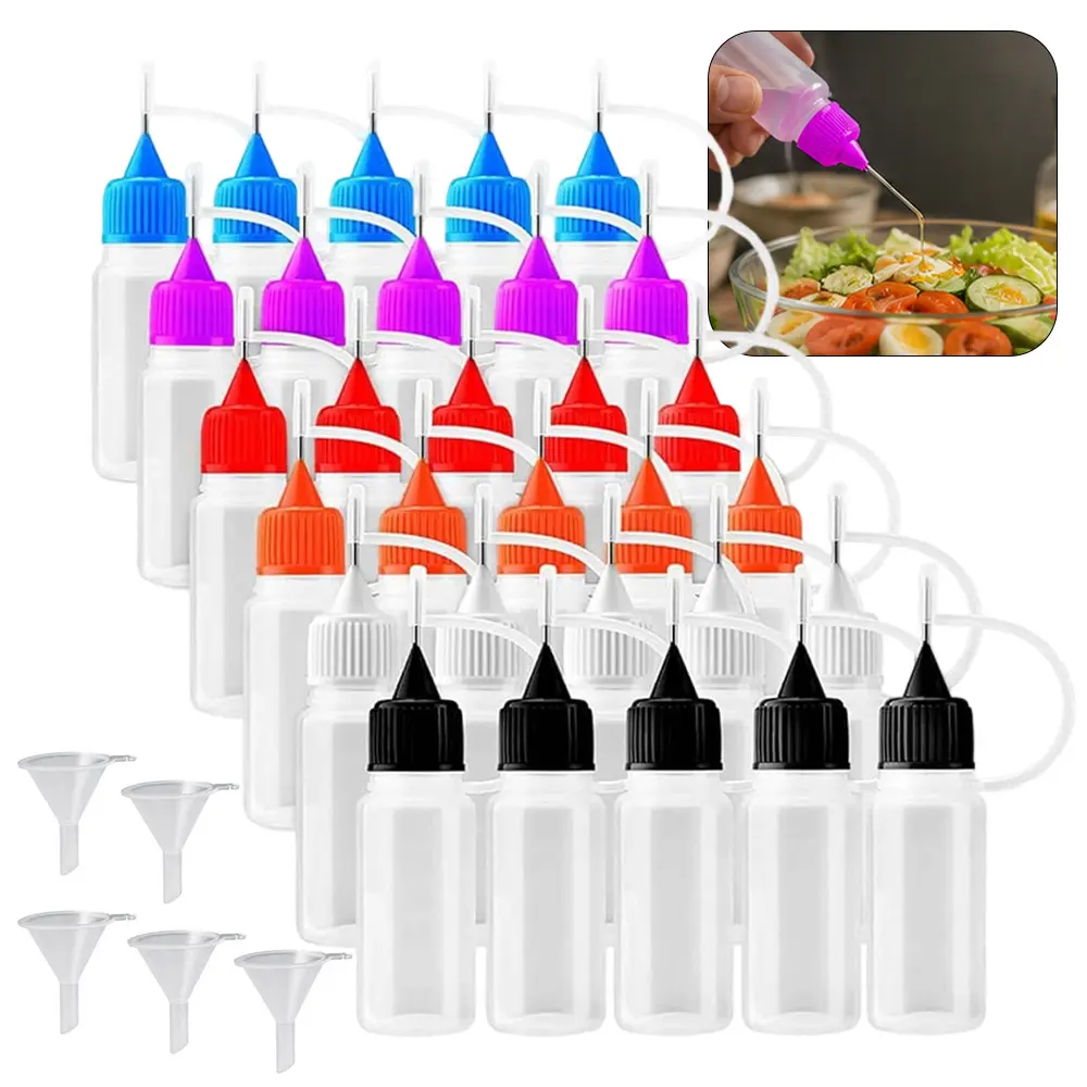 30 pcs Precision Needle Tip Glue Applicator Bottles Translucent Glue Bottles Fine Needle Tip Squeeze Bottle for Paint Quilling Craft, Acrylic Painting