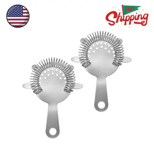 2PCS Stainless Steel Cocktail Strainer, Bar Drink Strainer with High-Density Spring