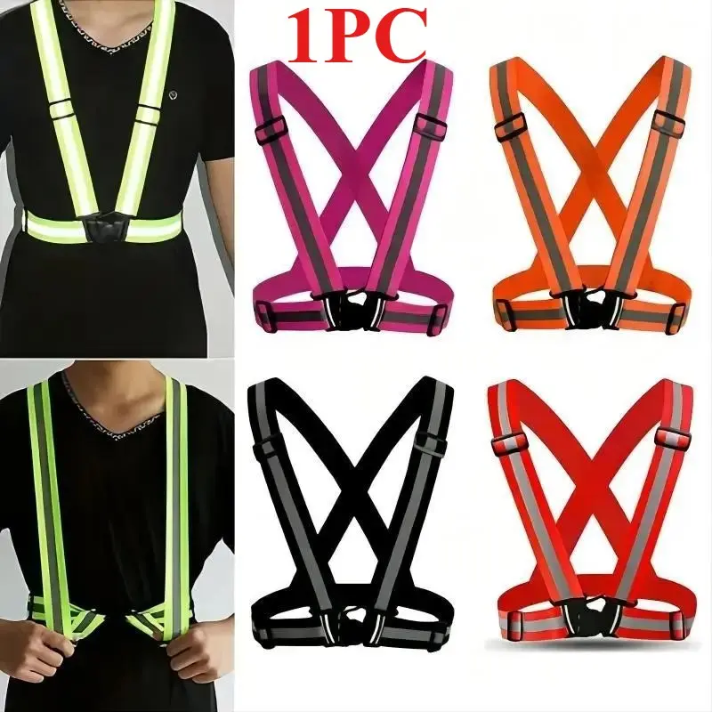 Reflective Safety Vest, High Visibility Adjustable Strap Vest for Outdoor Jogging, Cycling, Walking, Running, and Night Riding, Lightweight Reflector Gear for Men and Women