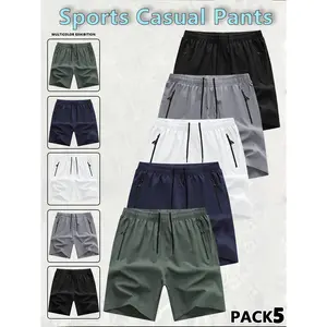 Men's Solid Color Zipper Pocket Shorts, Casual Comfy Breathable Athletic Shorts for Summer, Shorts for Men, Men's Bottoms for Daily Wear, Men Shorts, Jogging Shorts, Breathable Fitness Shorts, Summer Sports Shorts, Workout Shorts, Streetwear Sports Shorts