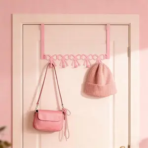 Bow Door Hook, Door Hanging Organizer, Wall Mounted Towel Rack, Cute Country Style Decor, Suitable for Bedroom Bathroom, Hang Towels Hats Clothes Bags Coats