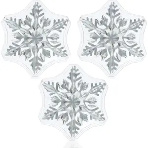 3D Clear Snowflake Snowboarding Stomp Pads, PVC Material, 1.96" x 1.96", Transparent Pattern, 3 Pack