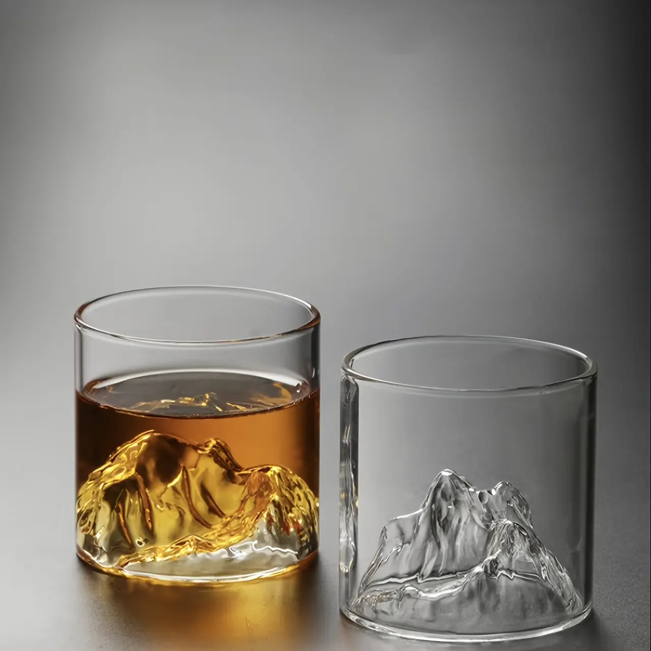 1pc Japanese Mount Fuji Glass Cup Set - Hidden Mountain View Design, Whiskey Sake Liquor Cup, Home Aesthetic Kitchen Drinkware, 180Ml