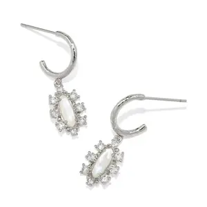 Kendra Scott Emma Crystal Framed Huggie Earrings - Silver/White Mix