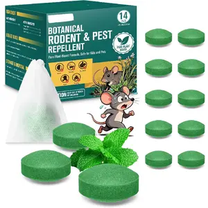 Natural Mice & Rat Deterrent‌ for Indoor/Outdoor Use - 14 Packs, Peppermint Oil Moth Balls for Rodents Repellent, Family & Pet-Safe, Long-Lasting Mouse Control for Squirrels, Skunks, Chipmunks‌