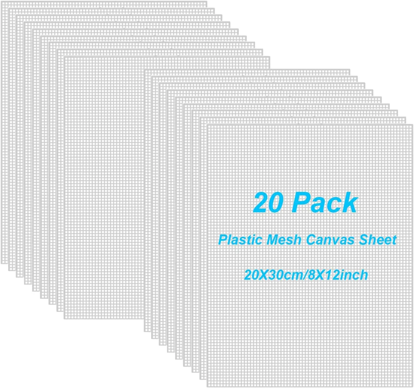 20 count 7 Count Plastic Mesh Canvas Sheets, 8 x 12 Inch Plastic Canvas Plastic Mesh Sheet, Eye Mesh for Embroidery,  Yarn Crafting, Knit Crochet Projects and Make Dividers