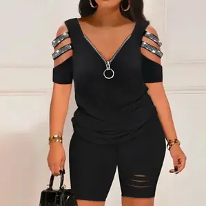 Women's Summer Hollow Out 2-Piece Outfit Set