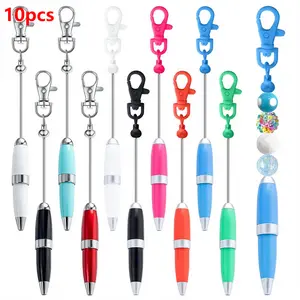 10 Set Mini Beadable Ballpoint Pens |   Portable Pocket Pens for Office, Bead Pens for Wedding Favours for Women, Best Friends, Valentine'S Day, Mother'S Day Gifts |   Twist Closure, Medium Point, Plastic Material