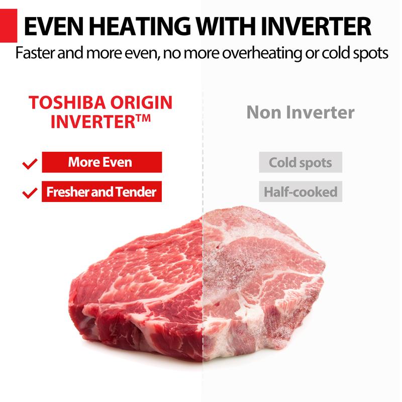 TOSHIBA 6-in-1 Inverter Countertop Microwave Oven Healthy Air Fryer Combo, MASTER Series, Broil, Convection, Speedy Combi, Even Defrost 11.3'' Turntable Sound On/Off, 27 Auto Menu