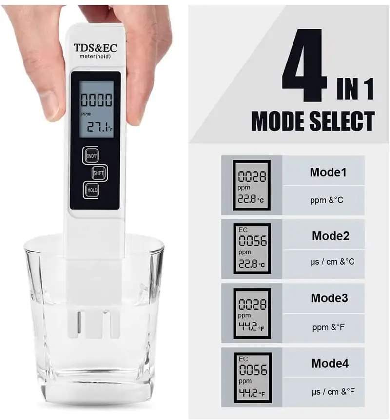 Digital Water Tester - 4 Modes for Accurate Testing