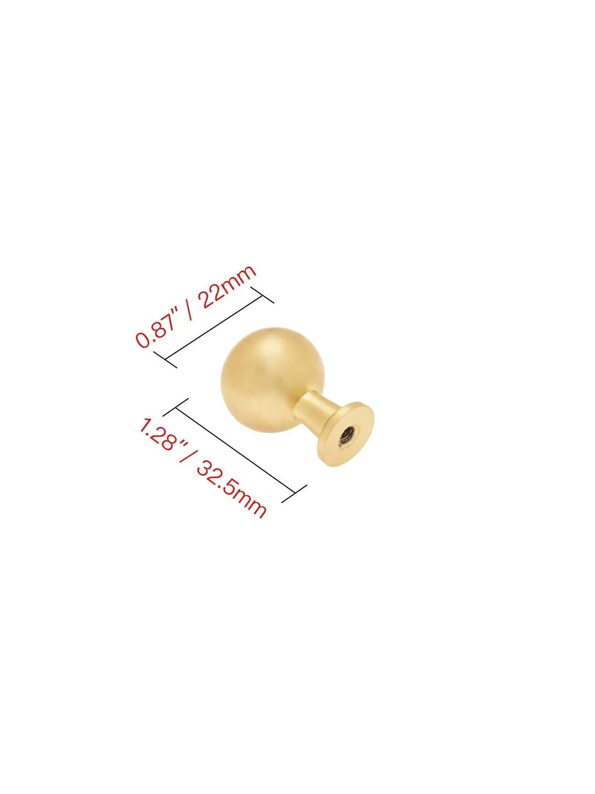 HW411BB Decorative Zinc Cabinet Knob - Brushed Brass, 0.87"l x 0.87"d x 1.28"h, Adds Style and Functionality for Bath & Drawer Use, Pack of 10