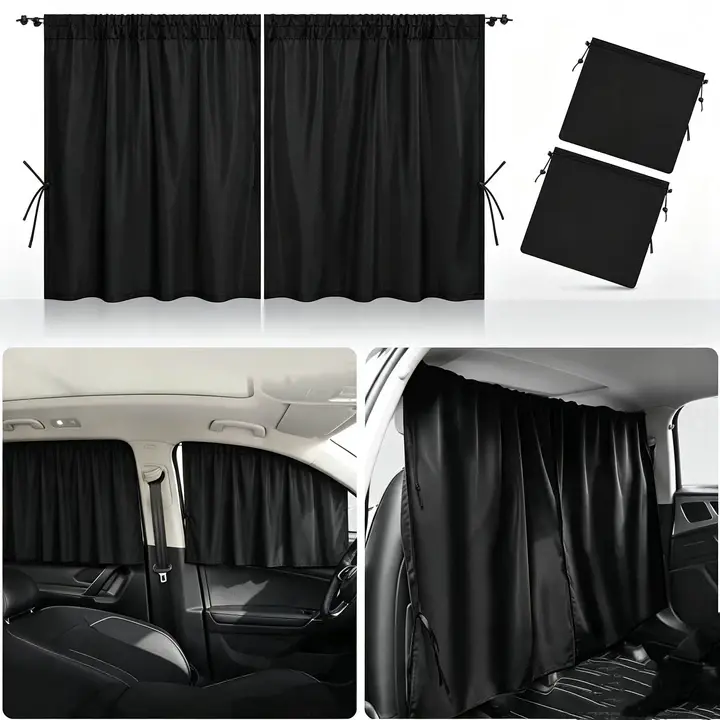 3-Piece Car Privacy Curtains Set with Blackout Cloth - 2026 Edition, Includes Divider & Rear Side Window Sun Shades, Easy Install/Remove, Universal Fit for Sedans, SUVs, Trucks, Ideal for Traveling & Baby Naps