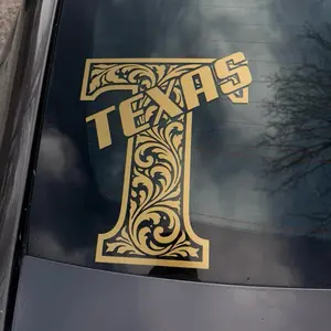 Texas T Decal Sticker for Car, Trucks, SUV's, Decor 4 Different Sizes, Glass Doors, Vehicle Exterior Decoration