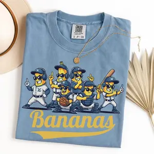 Comfort Colors  Bananas Baseball Team Shirt, Funny Mascot Squad Tee, Game Day T-Shirt, Softball Mom Gift, Savannah Bananas Fan Unisex Top