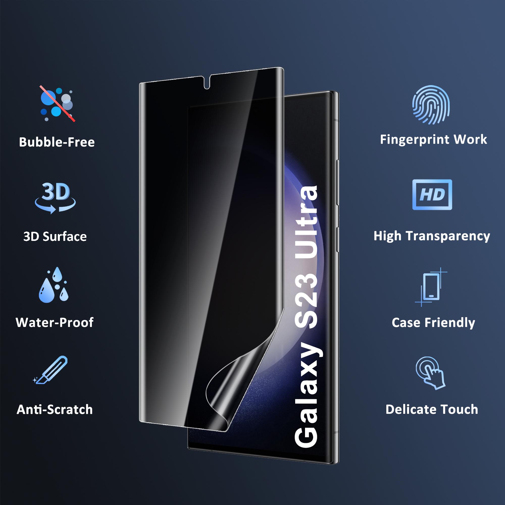 JavoYion 3 Pack Privacy Screen Protector for Samsung Galaxy S22 Ultra / S23 Ultra [Not Glass], Fingerprint Compatible, Anti Spy