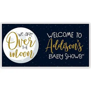 Over The Moon Baby Shower Custom Banner