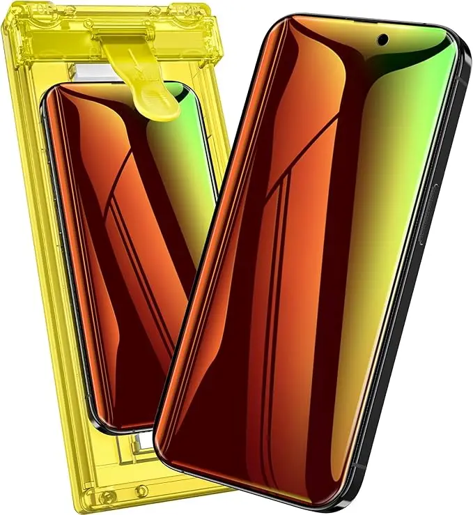 Fotbor [New Updated] for iPhone Privacy Screen Protector, 2 Pack Colorful Gradient Anti-Spy Anti-Blue Light 7H Hardness Film [Auto-Alignment Tray], No Peeling Shatterproof Bubble Free