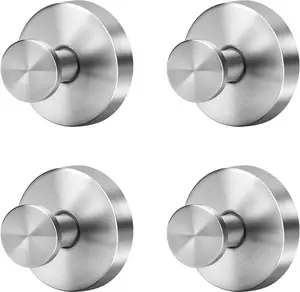 Silver Suction Cup Hooks for the Shower, Waterproof Design - No-Drill Stainless Steel Towel Hooks, Suitable for Bathroom Walls, Kitchens, Glass, Mirrors, and Tiles - Perfect for Hanging Towels, Bathrobes, and Loofahs (Set of 4)