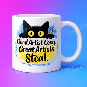 Good Artist Copy Great Artists Steal – Funny Cat Coffee Mug