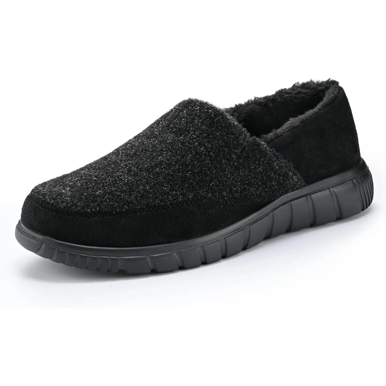 Men's Soft-Lined Moccasin-Style Furry Fleece Slide-On Slipper Clogs - Non-Slip, Cozy Winter, Breathable High-End Indoor/Outdoor Footwear
