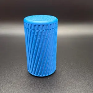 3D Printed by Me 1oz Blue Lightweight Round Modern Storage Organizer Bottles - Silver Tube Canister, Stackable Home Organizers for Home Storage