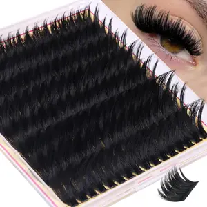 Volume Lash Clusters with Spiky Long Lash Clusters 300D Eyelash Clusters 20-24MM Thick Wispy D Curl Cluster Eyelash Extensions 3D Fluffy Cluster Eyelash Extensions by FANXITON