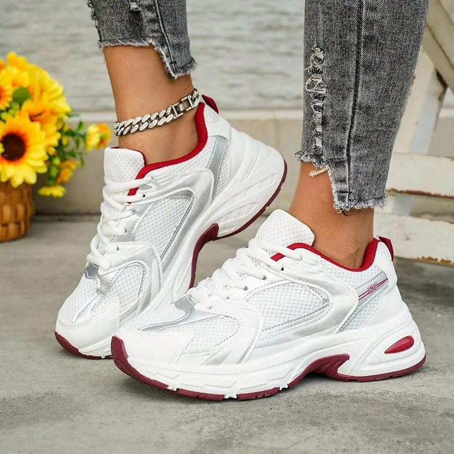 2025 New Women's Thick-Soled Dad Shoes, Soft Sole, Lightweight, Versatile Breathable Mesh, Comfortable Running Shoes. The First Choice For Travel, Climbing, Playing Ball, Partying, Fitness And Dancing, A Multi-Purpose Shoe