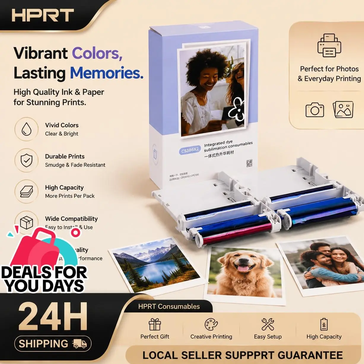HPRT Replacement Photo Paper Cartridge with 20 Sheets for CP2100 Portable Color Printer - Computers & Office Equipment, Office Stationery & Supplies, Notebooks & Paper, Replacement Cartridges