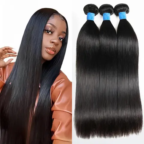 Ashine Women's Brazilian Virgin Black Natural Human Hair Weave Bundles - Double-Drawn Weft, Silky Straight Bundle, Body Wave, 95-105g Curly-Ready Extensions That Can Be Ironed