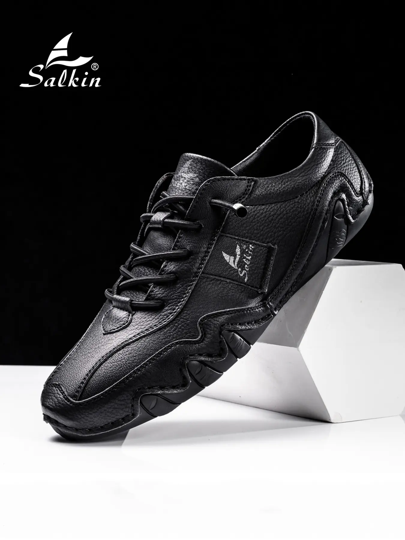 Men's Handmade Low-Top Casual Shoes, Fashion Loafers, Simple Flat Shoes, Suitable for Business Office and Daily Wear, Sneaker