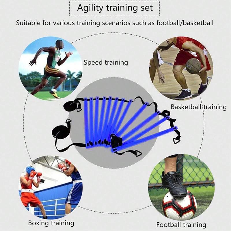 Sports Agility Ladders Football Training Equipment | Speed Agility Training Set, Including 1 Agility Ladder, 4 Steel Piles,12 Disc Cones,1 Resistance Umbrella .| for Athletes/Sports Including Football & Basketball